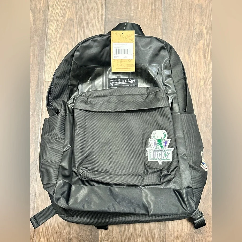 Mitchell and Ness Milwaukee Bucks Hardwood Classics Black Backpack